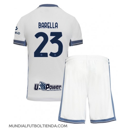 Camiseta Inter Milan Nicolo Barella #23 Segunda Equipación Replica 2024-25 para niños mangas cortas (+ Pantalones cortos)